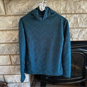 Women's Teal Long Sleeve 100% Polyester Textured Knit Top Large